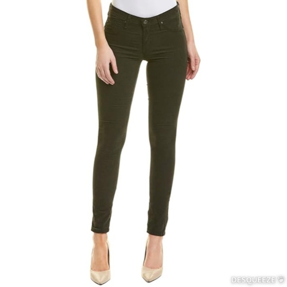 Anthro AG Adriano Goldschmied The Legging Super Skinny in Olive Size 27 Corduroy